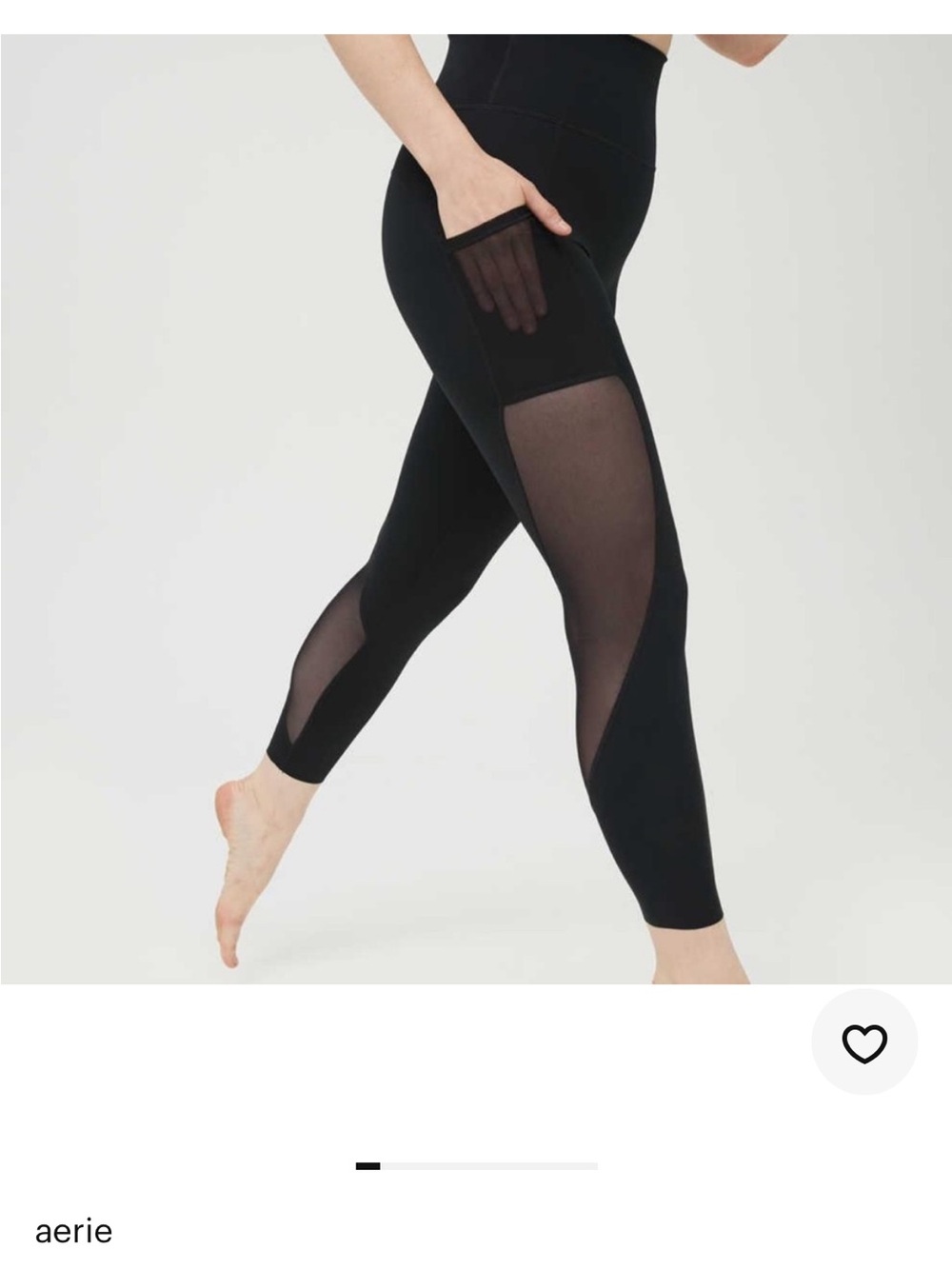 aerie Black High-Waist Leggings with Sheer Mesh Panels